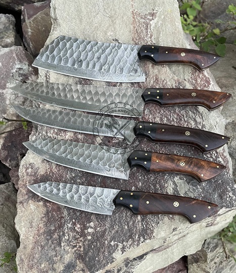 Damascus Steel Chef Knives Set (05 pc)