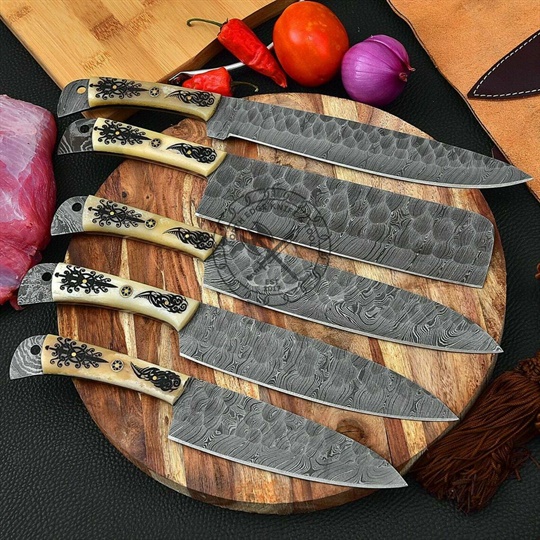 Damascus Steel Chef Knives Set (05 pc)